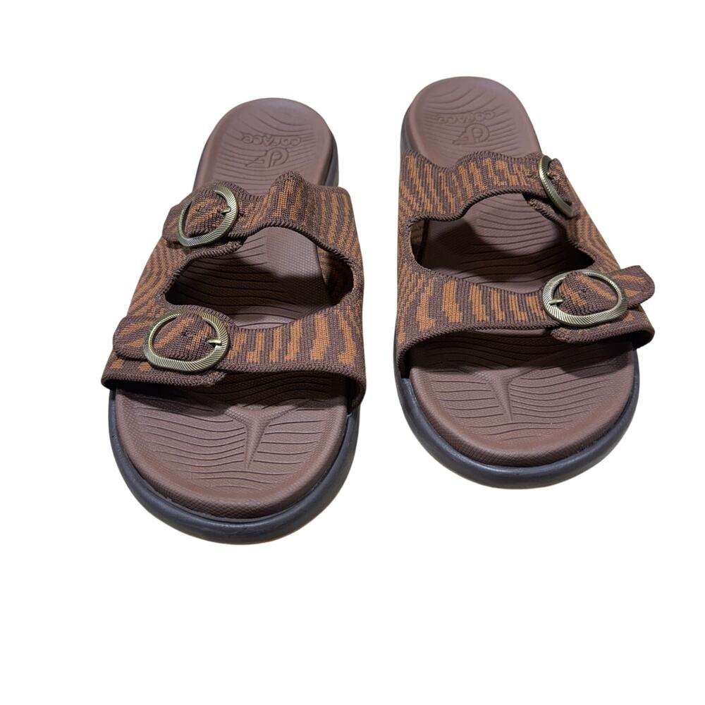 COFACE Double Strap Comfort Slide Sandals Women’s Size 10 Brown Dark Brown